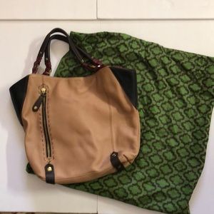 Yany Camel Tan Burgundy Leather Hobo Bag Purse